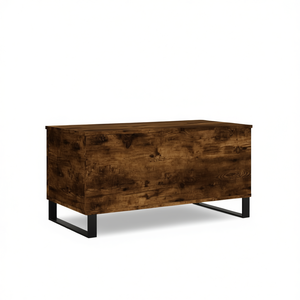 Smoked Oak Engineered Wood Coffee <b>Table</b> Height <b>Adjustable</b> Modern Industrial Living Room Furniture Metal Frame Brown - Product Image 1