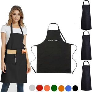 China Vrouwen Kwaliteit Moderne Zwarte Polyester 100% Katoen Waterdicht Volwassen Chef Home Bbq Voedsel Koken Keuken Schort