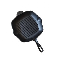 Panci Penggorengan besi cor 26cm, persegi, wajan penggorengan untuk rumah restoran untuk memasak Steak daging sapi