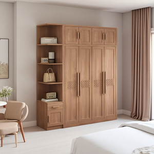 Juego de Muebles de Madera Maciza Estilo Wabi-Sabi Hechos a Medida, Incluye una Cama, Mesa de Noche, Armario y Escritorio. - Product Image 2