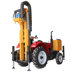 Foreuse hydraulique montée sur tracteur pour puits d'eau, profondeur 200m, couleur jaune-rouge - Product Image 1