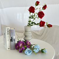 Fleurs artificielles populaires YL, mini-roses à 6 têtes, fleurs simulées pour mariage, Noël et remise de diplôme, bouquet de fleurs séchées