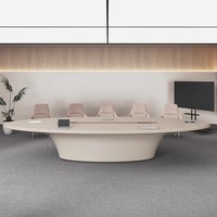 Vente chaude bureau moderne ovale peint longue table de conférence rectangulaire pour la négociation pour la formation scolaire bois MDF