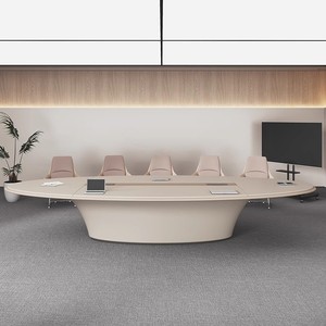 Venta caliente moderno Escritorio de oficina Oval pintado largo Rectangular mesa de conferencias para la negociación para la formación escolar de madera MDF - Product Image 4