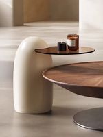 Prix de gros minimaliste nordique Mobilier de salon en bois au design moderne Table basse ronde en bois pour salon