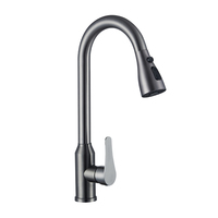Robinet de cuisine SANIVITAL flexible à monter sur plan, à trou unique, avec douchette extractible pour usage domestique