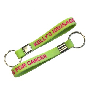 Giá rẻ tùy chỉnh Silicone Vòng Keychain dây đeo cổ tay Keyring cao su Móc chìa khóa - Product Image 2