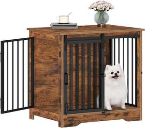 Wholesale Luxury Large Kennel on Wheel Black Pet Travel Carrier Cage Tall Heavy Dog <b>Crate</b> Cabinet - Product Image 1