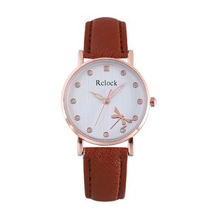 Montre à quartz en cuir pour femmes, <span class=keywords><strong>belle</strong></span> et élégante, motif libellule, cadran blanc, montres à quartz pour femmes - Product Image 5