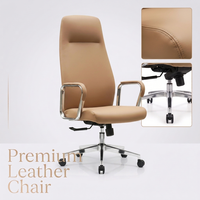 Fauteuil pivotant ergonomique commercial à dossier haut en cuir avec coussin en mousse moulée et verrouillage à 3 positions pour salon et usage extérieur