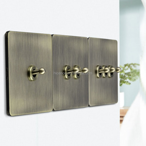 Personnalisé Laiton Or Noir Nickel Couleur Interrupteur En Acier Inoxydable Rétro Vieux Brossé Rétro Quatre <span class=keywords><strong>Gang</strong></span> Commutateur Bidirectionnel - Product Image 5