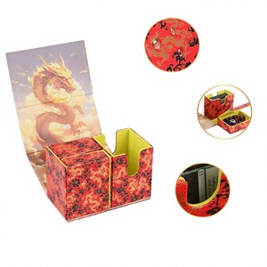 Boîte de rangement pour cartes à motif Red Dragon FX avec couvercle rabattable et double compartiment pour jeux de cartes à collectionner - Product Image 1