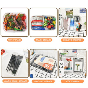 Boîtes de rangement rectangulaires transparentes en plastique avec fermeture éclair, empilables, style américain, pour jouets d'enfants et organisation des articles ménagers divers - Product Image 6