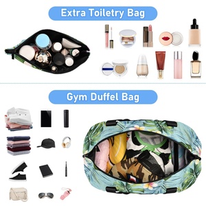 Custom Hawaii Flower Large Capacity Waterproof Polyester Storage Luggage Duffel Fitness Portable Travel Bag With Makeup Pouch - Product Image 4