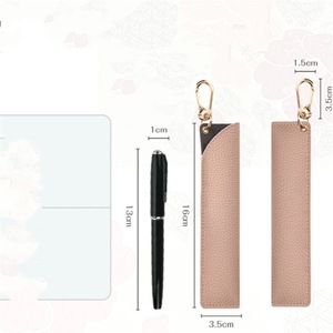 Tas Penyimpanan Pensil Kulit Jepang Korea, Tas Kuas Portabel, Klip Pena Stylus, Aksesoris Tempat Pena, Set 2 Buah, Hadiah, Logo Custom - Product Image 2