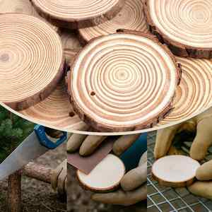 Tranches de bois naturel rondes non finies en pin avec écorce pour artisanat DIY, décorations de Noël, décorations de mariage, sous-verres artistiques - Product Image 3