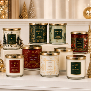 AIKUN OEM Solution Luxury Handmade Soy Wax Aromatherapy Multi-Color Christmas Glass <b>Candle</b> for Holiday Celebration Gift - Product Image 3