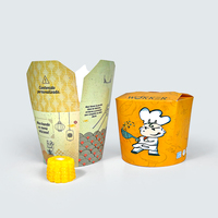 Caja de fideos de papel Kraft de fondo redondo personalizada de 16oz 26oz 32oz, contenedor chino para llevar caja de comida para llevar