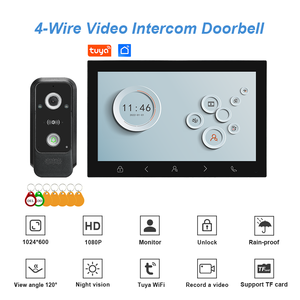 4ワイヤードビジュアルTuyaインターホンビデオシステムアクセス制御NFC 1080P PIRナイトビジョン7インチスマートドアフォンIP65 - Product Image 2