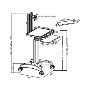 Aangepaste Medische Mobiele Computer Werkstation <span class=keywords><strong>Trolley</strong></span> Kar Voor Ziekenhuizen Met Monitor Mount - Product Image 5