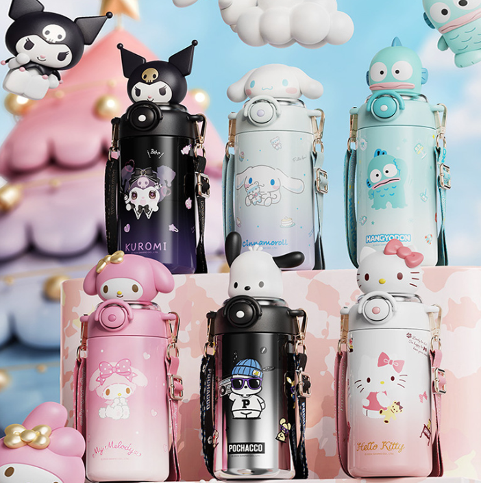 Мультяшная детская чашка для воды kuromi для девочек hello cat, портативная соломенная чашка, 316 термос из нержавеющей стали