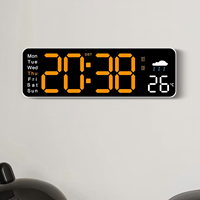 Réveil électronique LED avec lumière ambiante RGB, horloge murale silencieuse pour salon et chambre, affichage de la température et de l'humidité, télécommande, OEM ODM