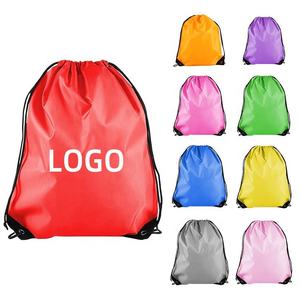 Customized 30cm Polyester Nylon Drawstring Backpack Low MOQ <b>Reusable</b> Draw String <b>Bags</b> Cheap - Product Image 2