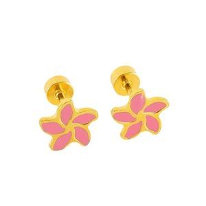 Flower Stud <b>Earrings</b> 18K Gold Plated Stainless Steel Screw In Anti <b>Drop</b> Sweet Style For Women Fashion Jewelry Wholesale - Product Image 5