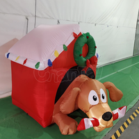 Décoration de jardin gonflable de Noël en forme de chiot avec guirlande de bonbons et os lumineux à LED, ornement de Noël