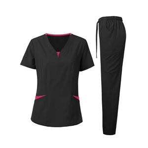 Women Hospital Scrubs Set Moisture Wicking V-Neck Top And Pants For Nursing Work Uniforms - Product Image 4
