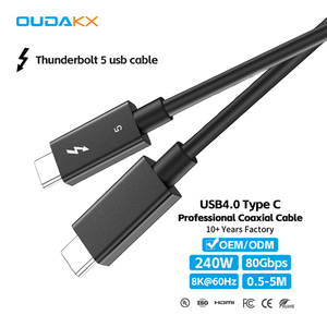 Câble <span class=keywords><strong>USB</strong></span> 4.0 Coaxial <span class=keywords><strong>Thunderbolt</strong></span> 5 de 1M en Gros, Câble de Charge Rapide <span class=keywords><strong>USB</strong></span> Type C 48V 5A 240W, Câbles de Données pour iPhone vers Android - Product Image 1