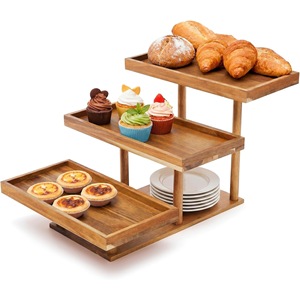 Estante de almacenamiento de cupcakes de madera para exportación, expositor de postres de madera maciza de tres niveles, estantería de madera escalonada para delicatessen - Product Image 2