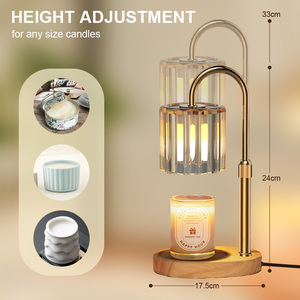 Lámpara Calentadora de Velas de Estilo Vintage de Lujo con Base de Madera y Metal para Derretir Cera Decorativa y Aromaterapia - Product Image 3