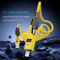 Câble de charge rapide rétractable 4 en 1 Type C 1,5 m Chargeur de téléphone avec Ladekabel Oplaadkabel Solution de charge polyvalente