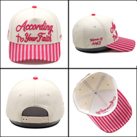 Gorra de Béisbol Personalizada con Bordado 3D, Visera Rosa a Rayas, Estructurada, de 5 Paneles, para Mujeres y Niñas