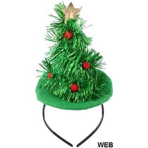 Christmas Tree <b>Hat</b> Green With <b>Red</b> Ornaments And Star <b>Top</b> For Holiday Parties - Product Image 3