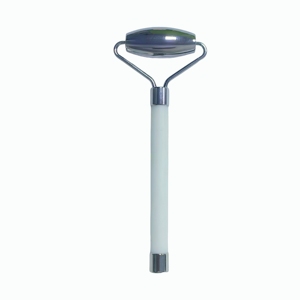 Rouleau facial en métal à tête unique, masseur en acier inoxydable avec poignée en pierre naturelle pour les soins de la peau - Product Image 2