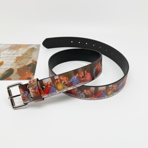 Cinturón con Estampado de Pintura al Óleo de la Última Cena, Estilo Vintage, Cintura Alta, Unisex, Moda Urbana - Product Image 3