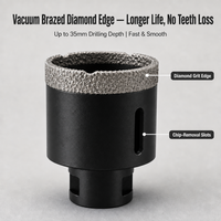 Kit de forets diamantés brasés sous vide M14, adapté au marbre, au granit, aux carreaux de céramique et au kit de scies cloches pour maçonnerie sèche en céramique, noir