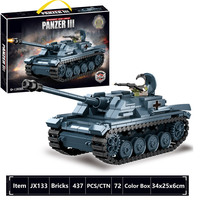 Nouveau produit : Ensemble de construction de char de combat allemand Panzer III, 435 pièces, modèle éducatif, jouet de construction
