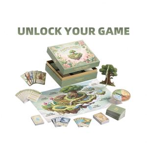 F Nature-inspired Handmade Carrom Board <b>Set</b> Floating Island Map Resource Tokens Adult Tabletop Play Strategy Board Game - Product Image 2