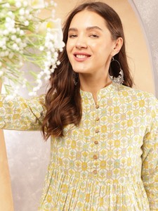 เสื้อคอจีนพิมพ์ลายดอกไม้ผู้หญิงผ้าฝ้าย - Product Image 2