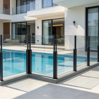 Balustrade en verre rétractable pour l'intérieur et l'extérieur, pare-vent, avec poteaux en aluminium, pour piscine