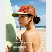 Gorra de surf de malla de nailon con diseño hueco para playa y deportes de verano, de secado rápido, de 6 paneles, ajustable, unisex, con visera tipo pico de pato, fresca