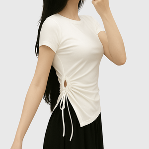 Camiseta de cintura con cordón y dobladillo en punta de alta calidad, transpirable, de secado rápido, cómoda, hecha en Vietnam - Product Image 5