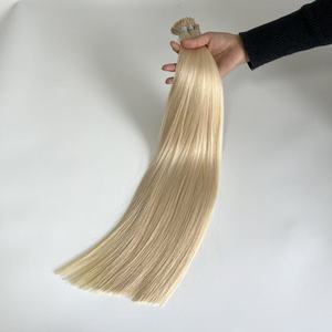Extensions de <span class=keywords><strong>cheveux</strong></span> humains européens en gros, qualité supérieure, blond glacé balayage, I-Tip, teintes, vierges, super double drawn - Product Image 1