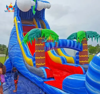WINWAYTOYS Toboggan aquatique gonflable géant en PVC écologique, design palmier - Toboggan de piscine à double voie pour fête estivale en extérieur