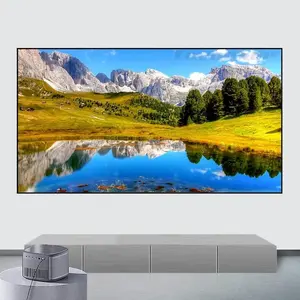 100 120 133 150 Inch Electronic Screen Long Throw Projector Black Crystal Ambient Light Rejecting Fixed Frame Projection Screen