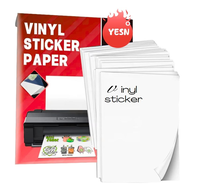 Papier autocollant vinyle mat brillant A3 A4, imprimable jet d'encre, feuille d'étiquettes avec support plastique transparent pour impression d'étiquettes