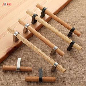 JAYA Natural Wood and Zinc Alloy Bar Cabinet Pulls, <strong>Modern</strong> <strong>Drawer</strong> Handles for Wardrobes and Kitchen Furniture - Product Image 2
